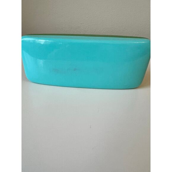 Kate Spade Eyeglasses Case Turquoise Green Hard Clam Shell with Cleaning Cloth - Picture 4 of 8